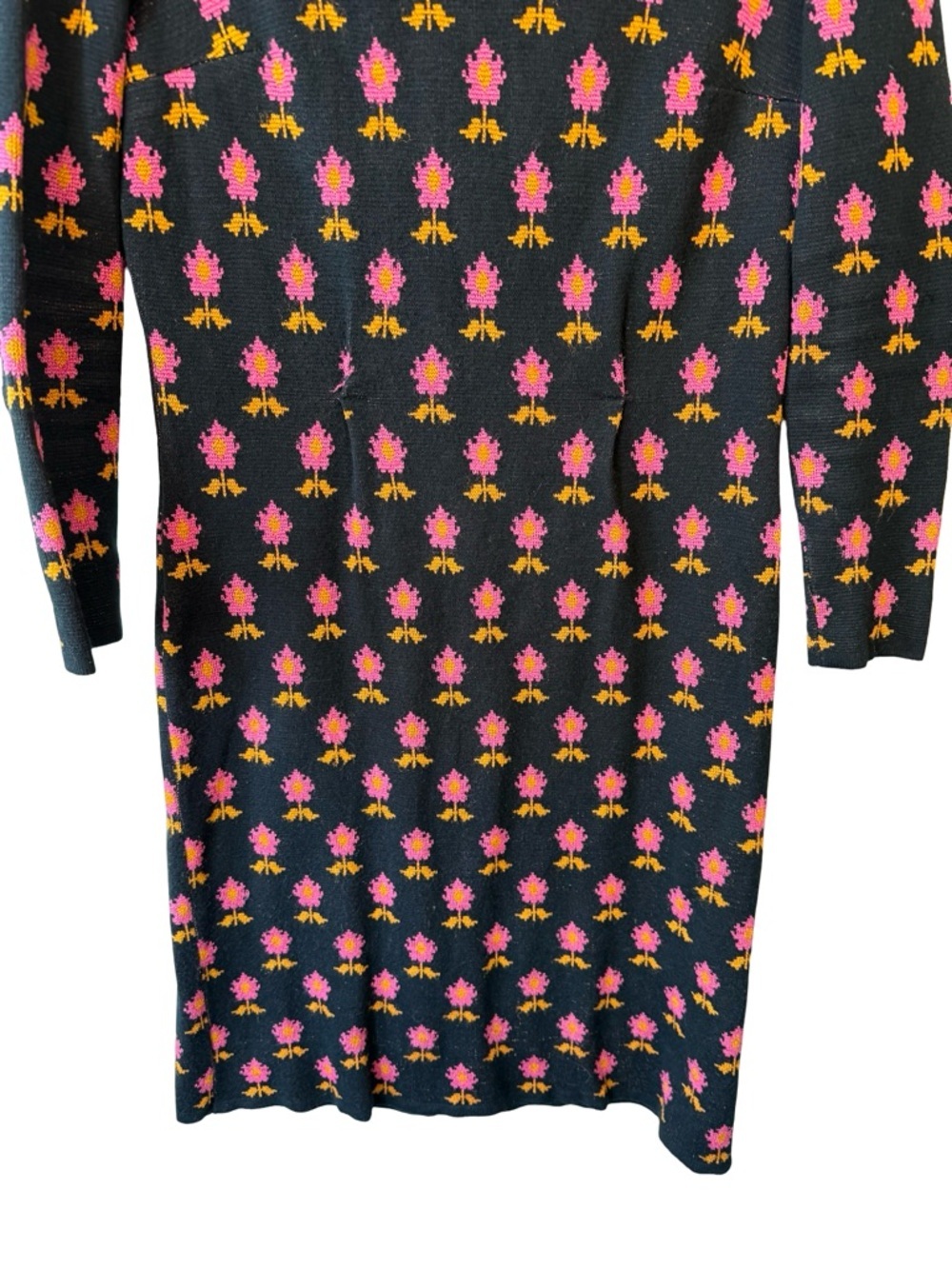 Vintage Johnathan Martin Black Floral Knit Dress with Pink & Gold Pattern Size S - Picture 13 of 16